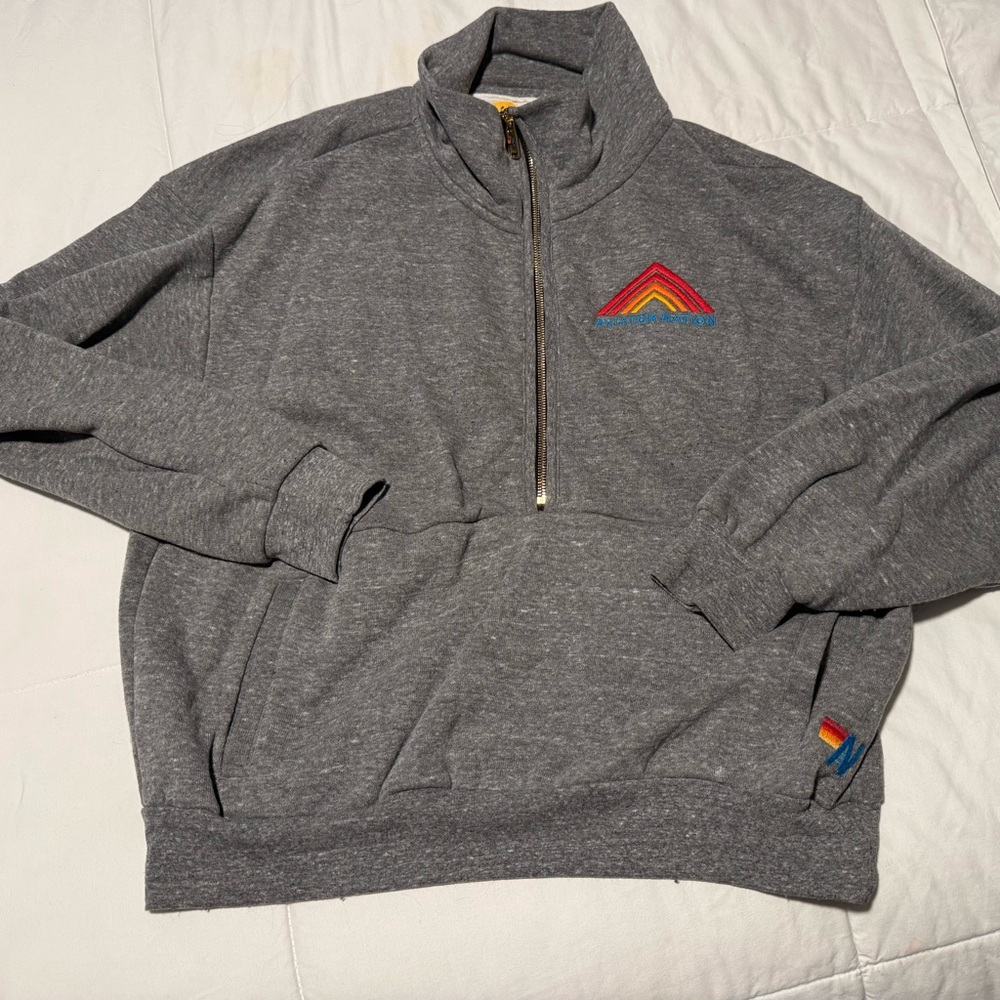 Aviator Nation Gray Mountain Embroidery Half Zip